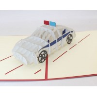 Handmade 3d Pop Up Card Police Car Birthday Father's Day Graduation Valentines Day Wedding Anniversary Papercraft Laser Cut Origami Kirigami